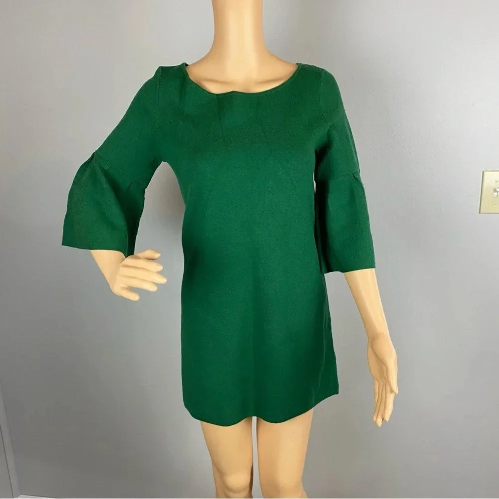 Moth Anthropologie Womens Xs Kelly Green Sweater 3/4 Length Bell Sleeve